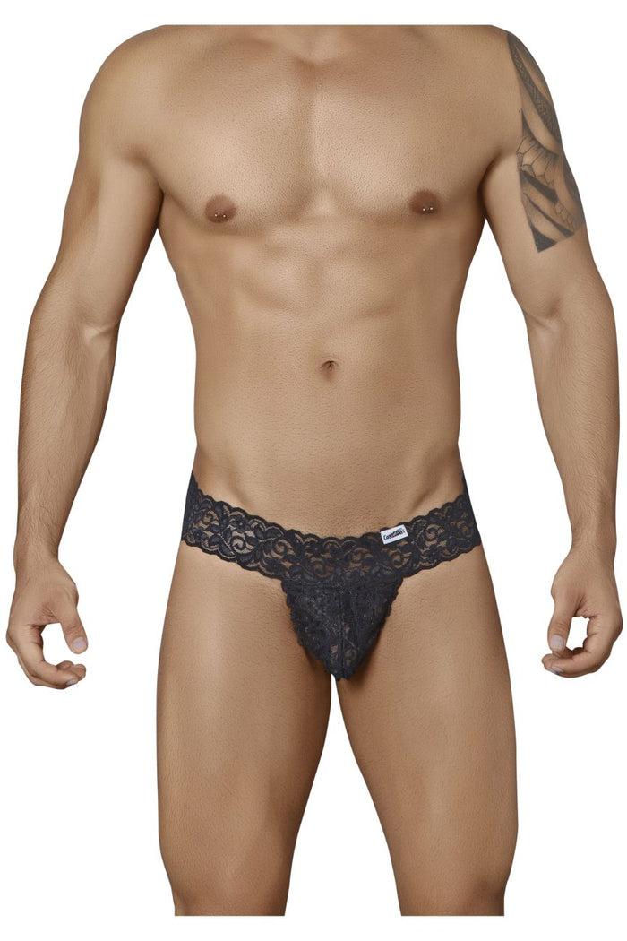 Clever Moda CandyMan 99315X Peek A Boo Lace Thongs Color Black