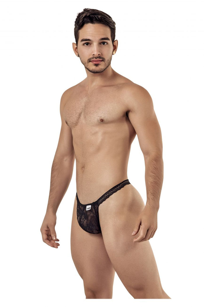 Clever Moda CandyMan 99420 Double Lace Thongs Color Black