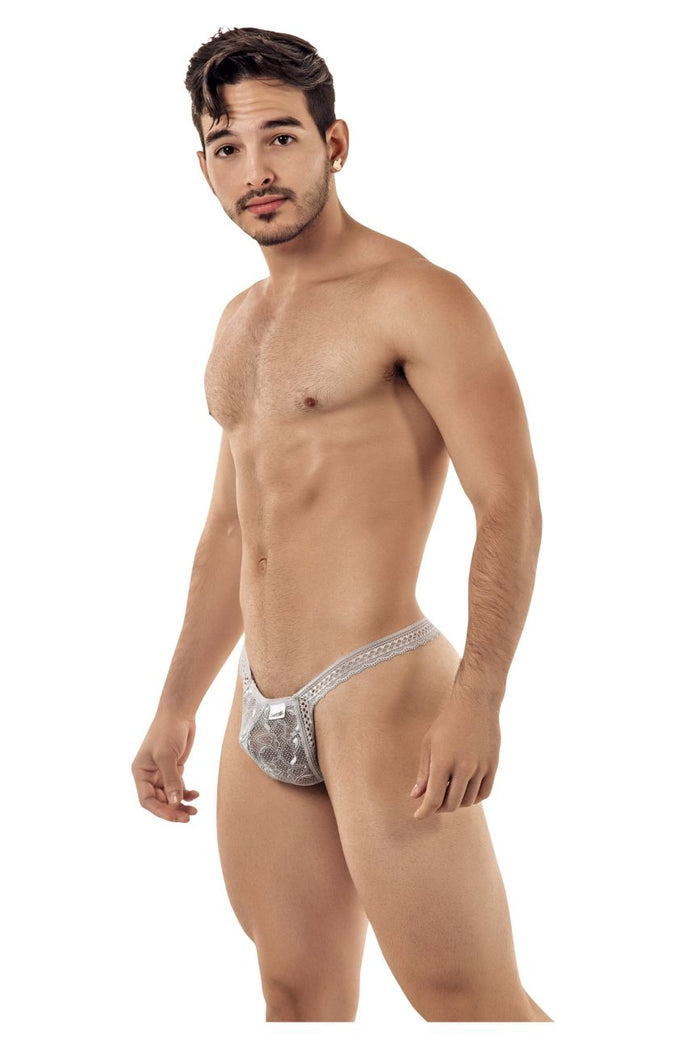 Clever Moda CandyMan 99420X Double Lace Thongs Color Gray