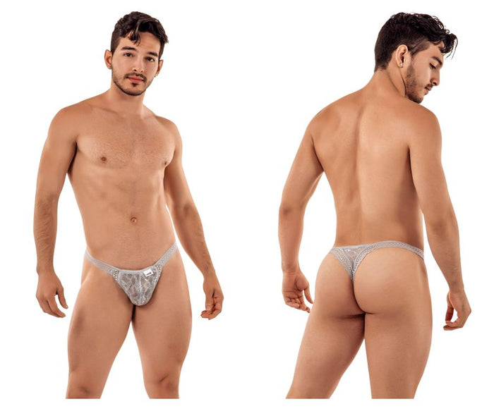 clever moda CandyMan 99420X Double Lace Thongs Color Gray