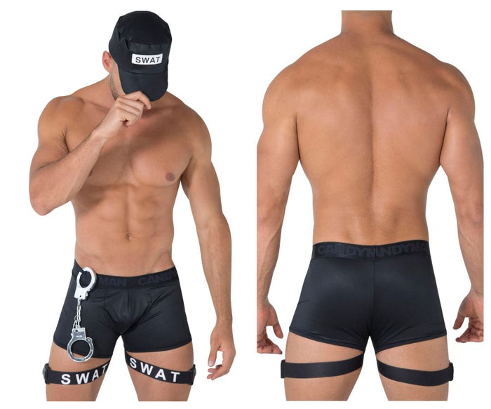 clever moda CandyMan 99482X Swat Police Costume Outfit Color Black