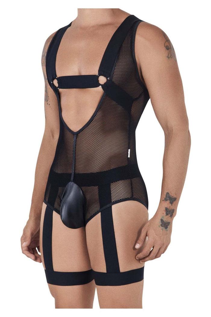 Clever Moda CandyMan 99529X Mesh Garter Bodysuit Color Black