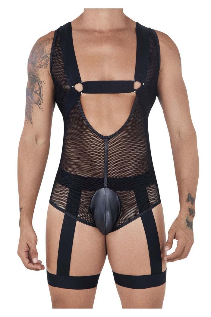 Clever Moda CandyMan 99529X Mesh Garter Bodysuit Color Black