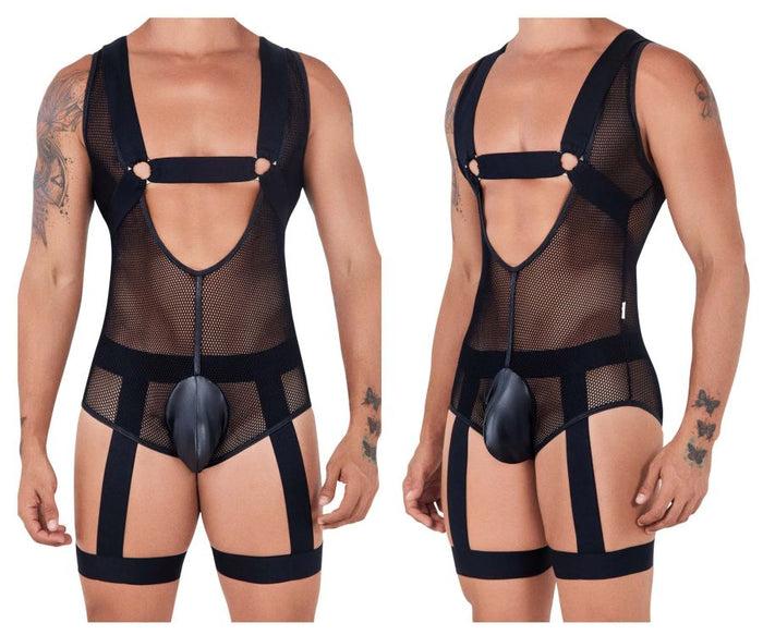 clever moda CandyMan 99529X Mesh Garter Bodysuit Color Black