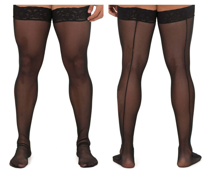 clever moda CandyMan 99533 Mesh Thigh Highs Color Black