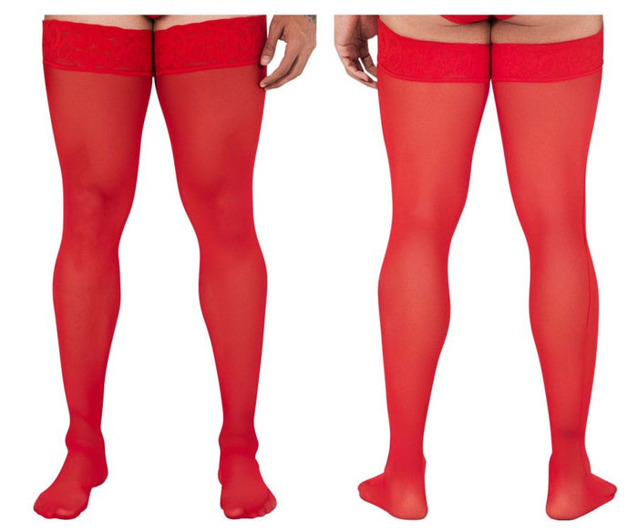 clever moda CandyMan 99533 Mesh Thigh Highs Color Red