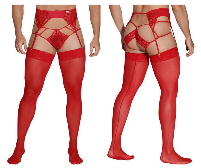 clever moda CandyMan 99550 Lace Garter-Jockstrap Outfit Color Red