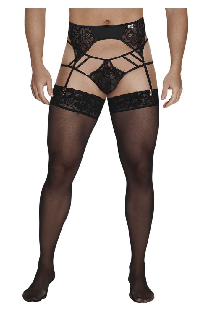 Clever Moda CandyMan 99550 Lace Garter-Jockstrap Outfit Color Black