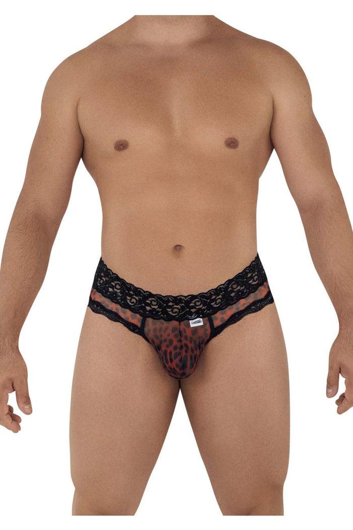 Clever Moda CandyMan 99596X Mesh-Lace Thongs Color Leopard Print