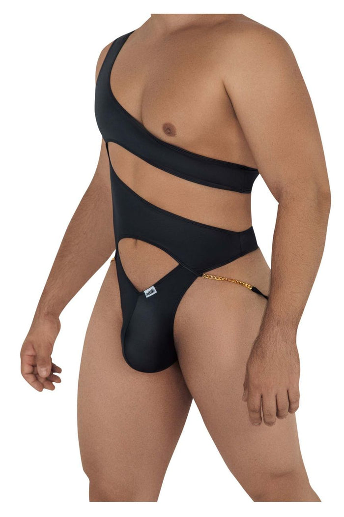 Clever Moda CandyMan 99597X One Shoulder Bodysuit Color Black