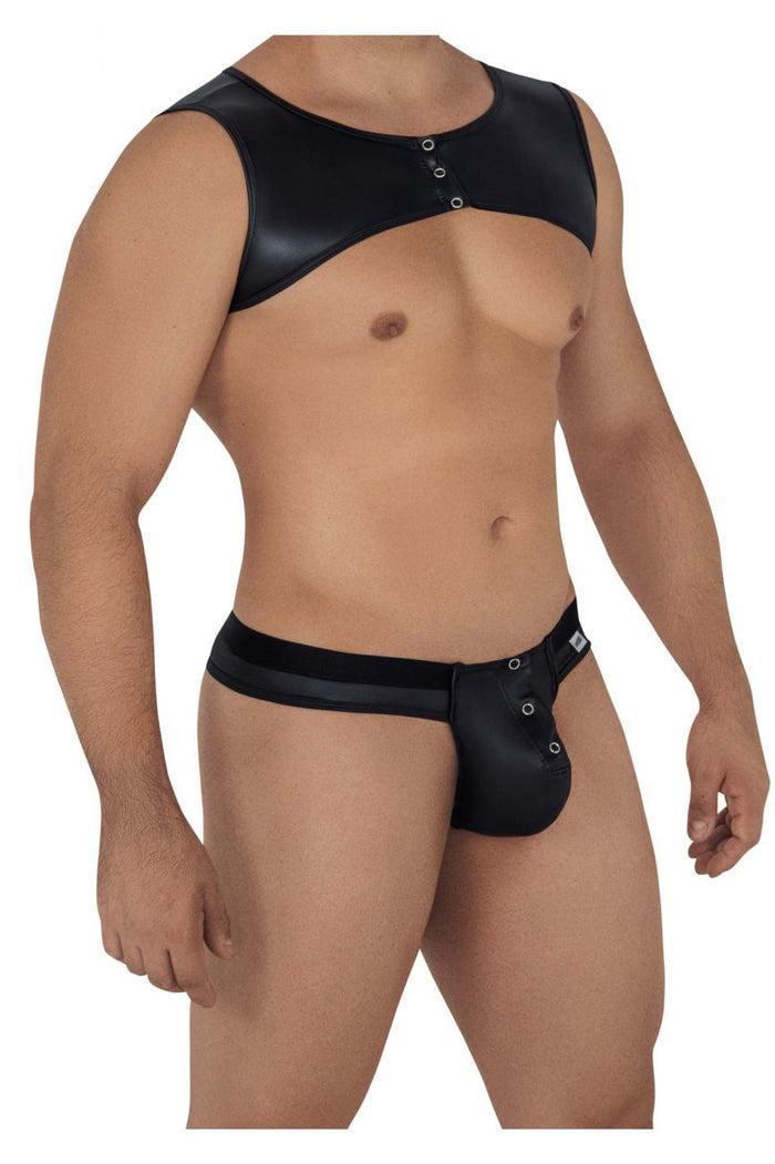 Clever Moda CandyMan 99612 Harness Thong Outfit Color Black