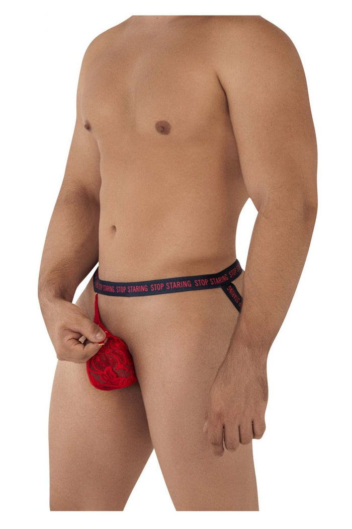 Clever Moda CandyMan 99619 Stop Staring Lace Jockstrap Color Red