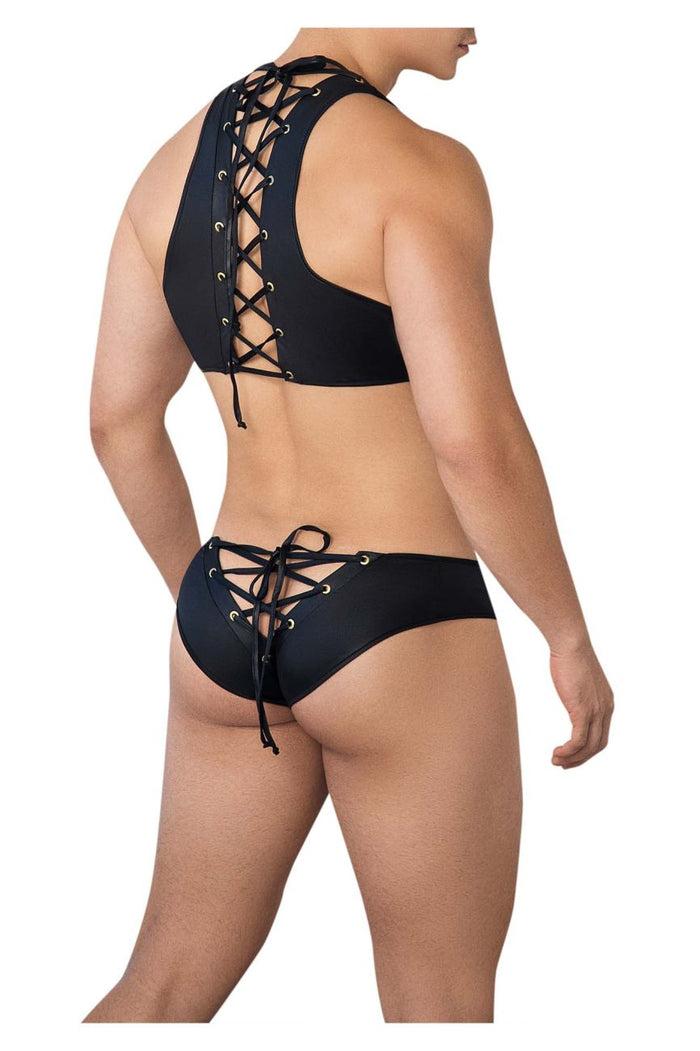 Clever Moda CandyMan 99628X Top And Brief Two Piece Set Color Black
