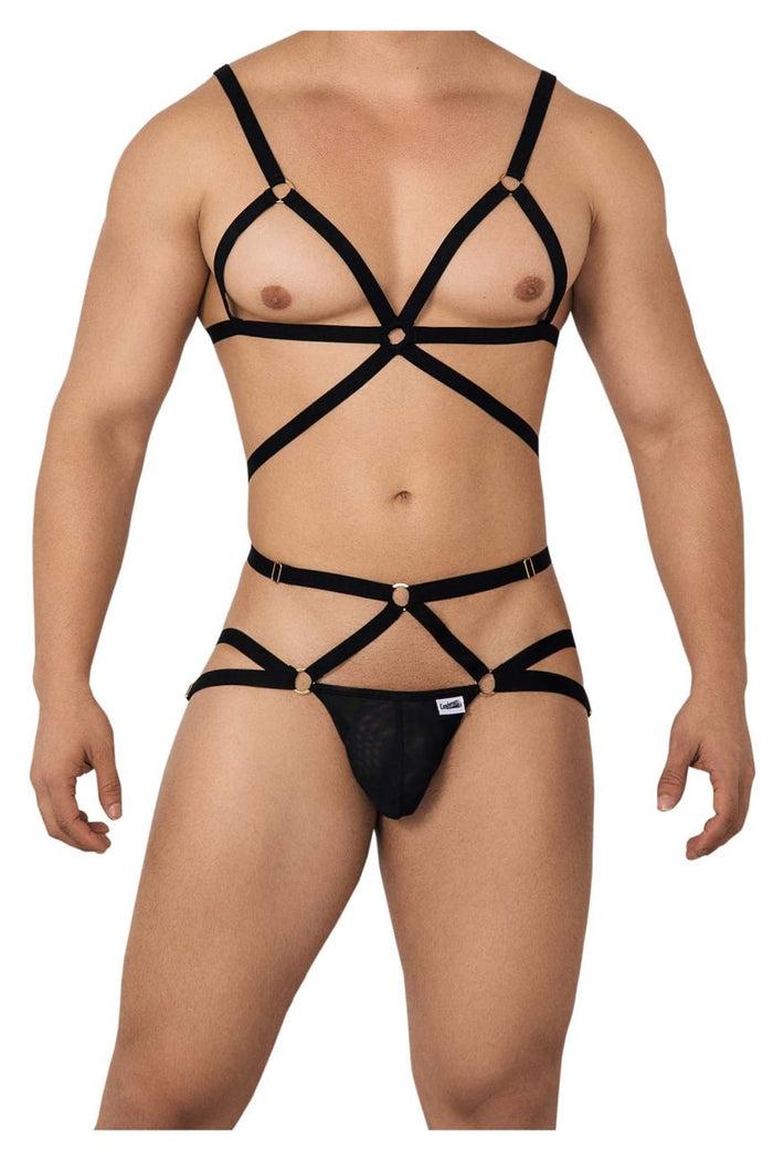 Clever Moda CandyMan 99635 Harness Two Piece Set Color Black