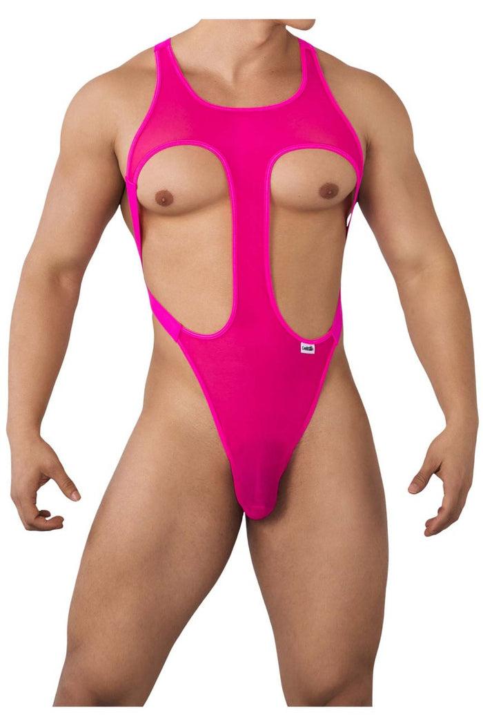 Clever Moda CandyMan 99643X Mesh Bodysuit Color Hot Pink