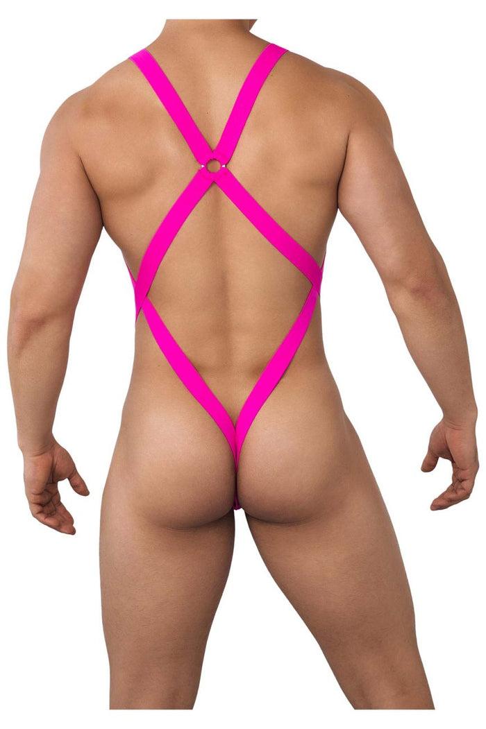 Clever Moda CandyMan 99643X Mesh Bodysuit Color Hot Pink
