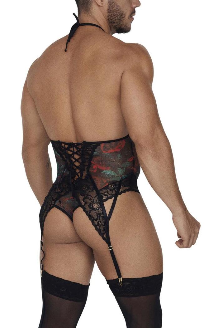Clever Moda CandyMan 99661X Lace Bodysuit Color Black-Print