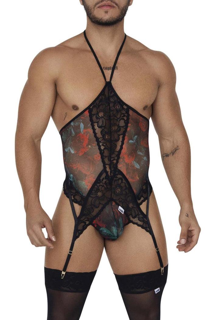 Clever Moda CandyMan 99661X Lace Bodysuit Color Black-Print