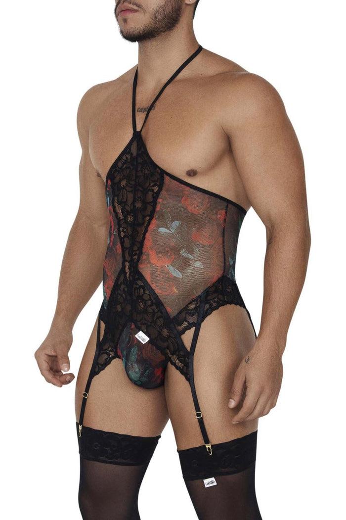 Clever Moda CandyMan 99661X Lace Bodysuit Color Black-Print