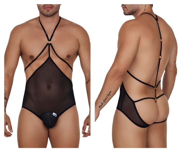 clever moda CandyMan 99662X Tulle Bodysuit Color Black