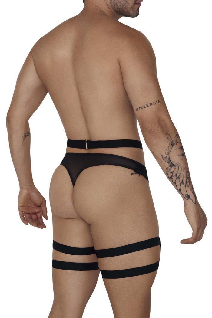 Clever Moda CandyMan 99676 Garter Thongs Two Piece Set Color Black