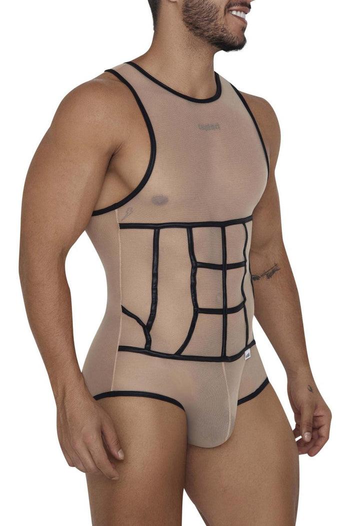 Clever Moda CandyMan 99683X Tulle Bodysuit Color Beige