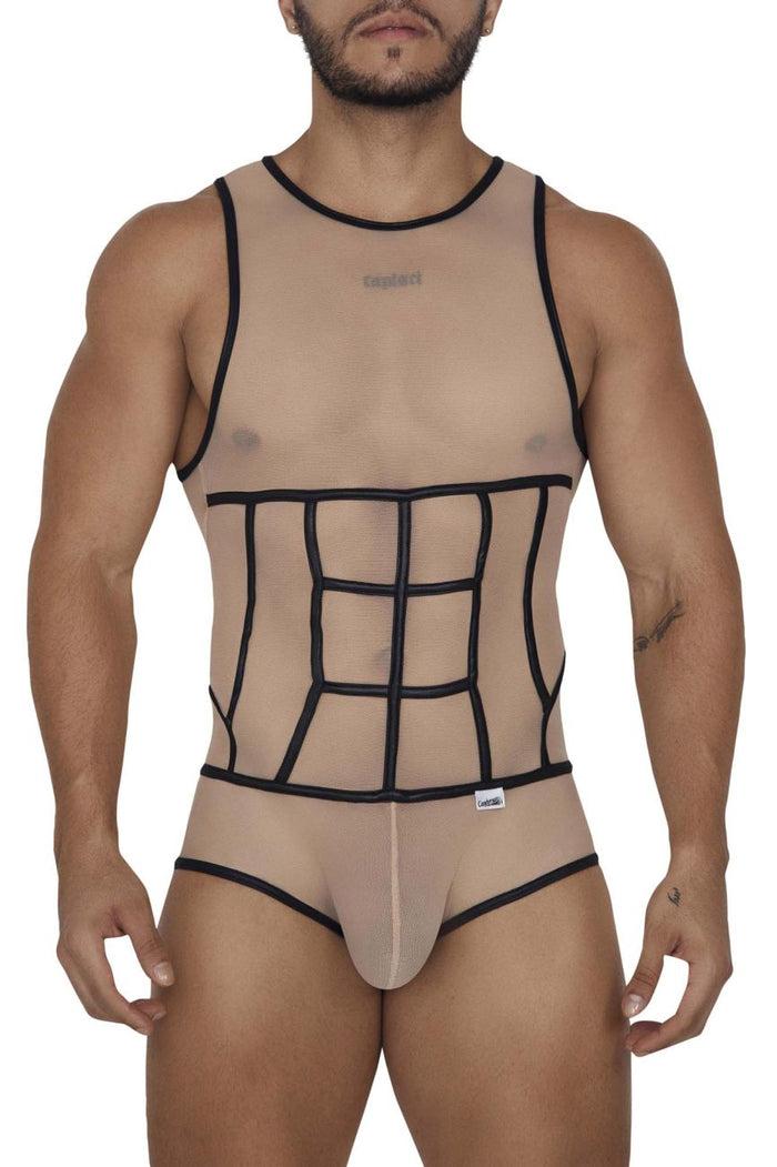 Clever Moda CandyMan 99683X Tulle Bodysuit Color Beige