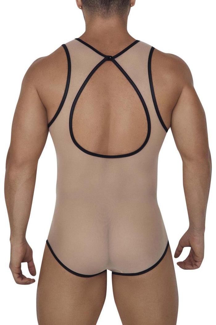 Clever Moda CandyMan 99683X Tulle Bodysuit Color Beige