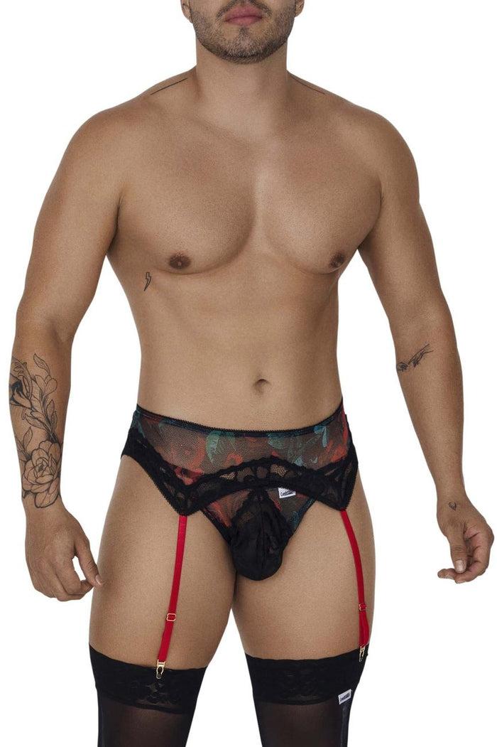 Clever Moda CandyMan 99688X Garter Thongs Two Piece Set Color Black