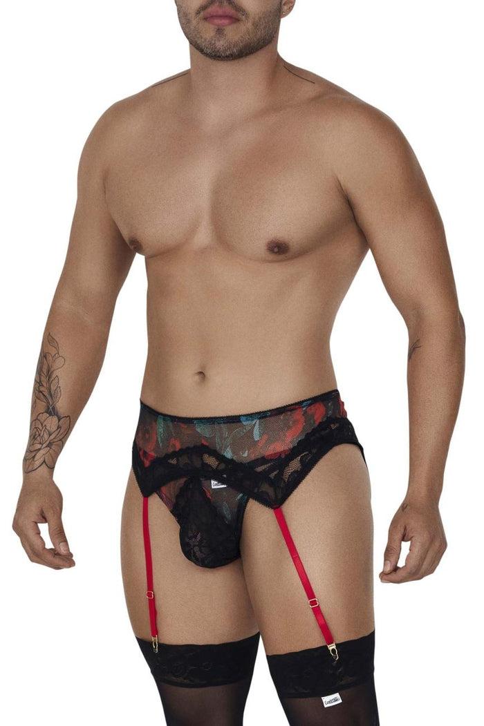 Clever Moda CandyMan 99688X Garter Thongs Two Piece Set Color Black