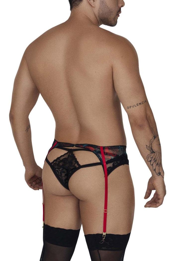 Clever Moda CandyMan 99688X Garter Thongs Two Piece Set Color Black