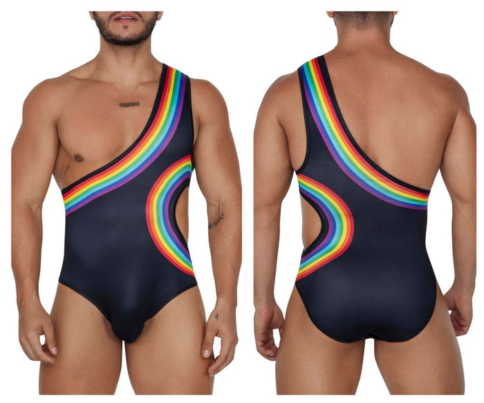 clever moda CandyMan 99702X Rainbow Bodysuit Color Black