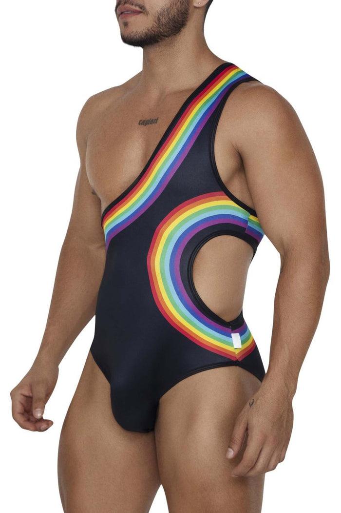 Clever Moda CandyMan 99702X Rainbow Bodysuit Color Black
