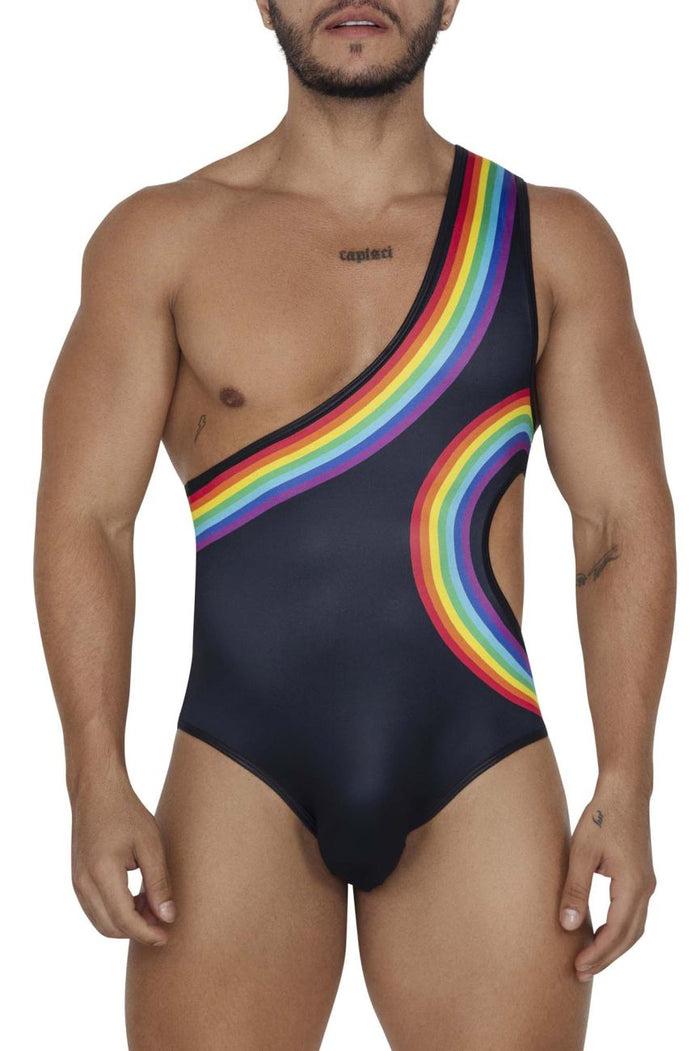 Clever Moda CandyMan 99702X Rainbow Bodysuit Color Black