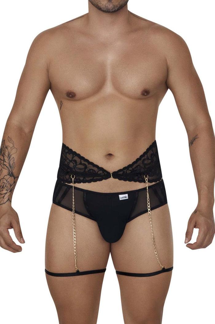 Clever Moda CandyMan 99703 Garter Briefs Two Piece Set Color Black
