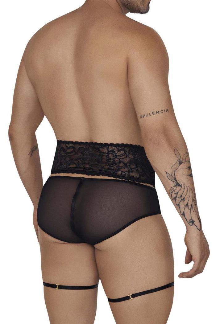 Clever Moda CandyMan 99703 Garter Briefs Two Piece Set Color Black