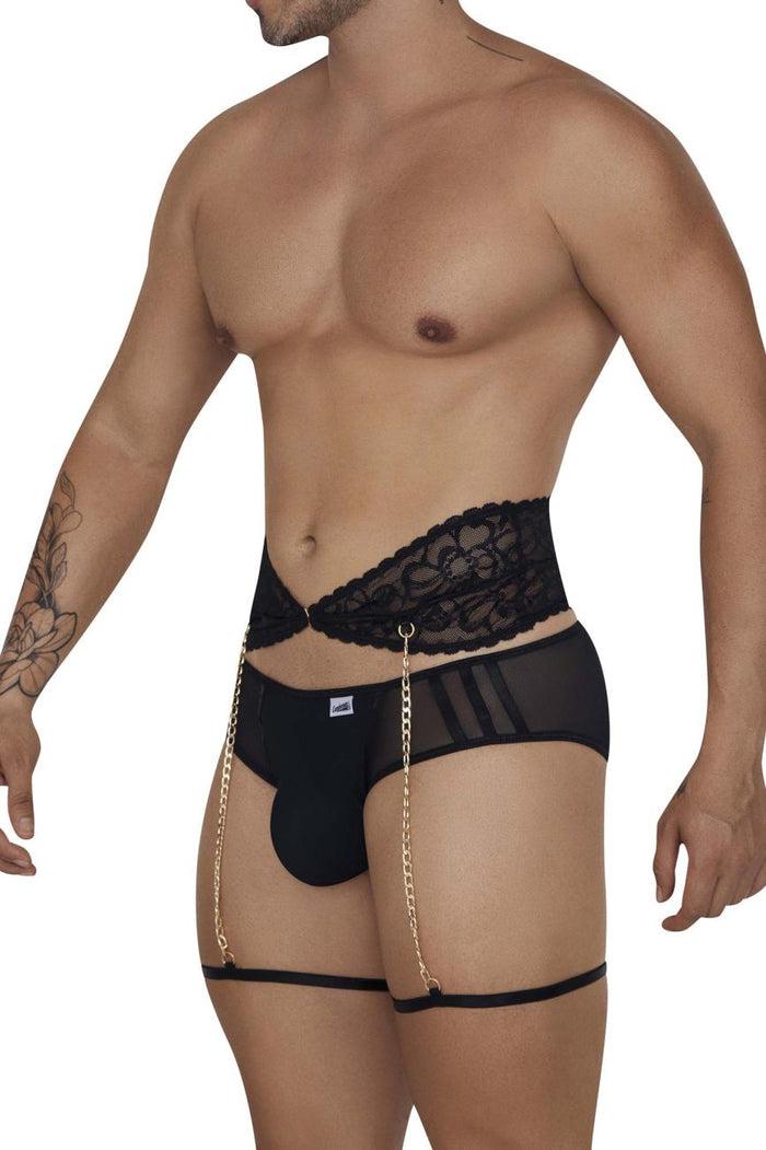 Clever Moda CandyMan 99703X Garter Briefs Two Piece Set Color Black
