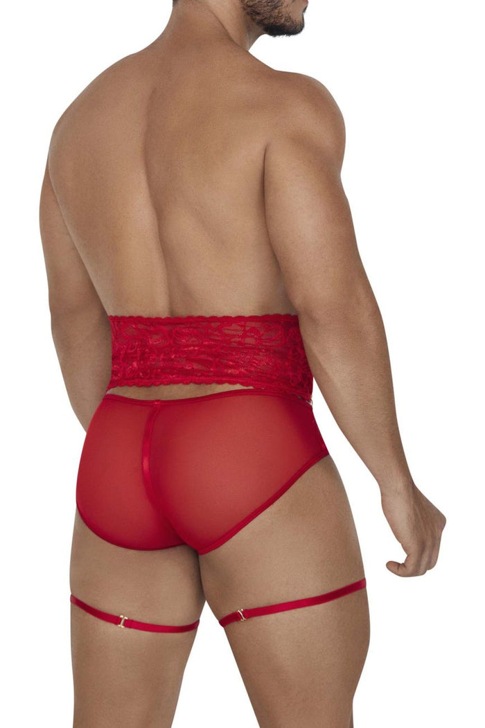 Clever Moda CandyMan 99703X Garter Briefs Two Piece Set Color Red