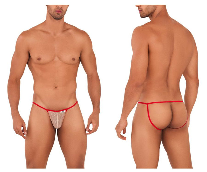 clever moda CandyMan 99709 Micro Lace Jockstrap Color Beige-Red