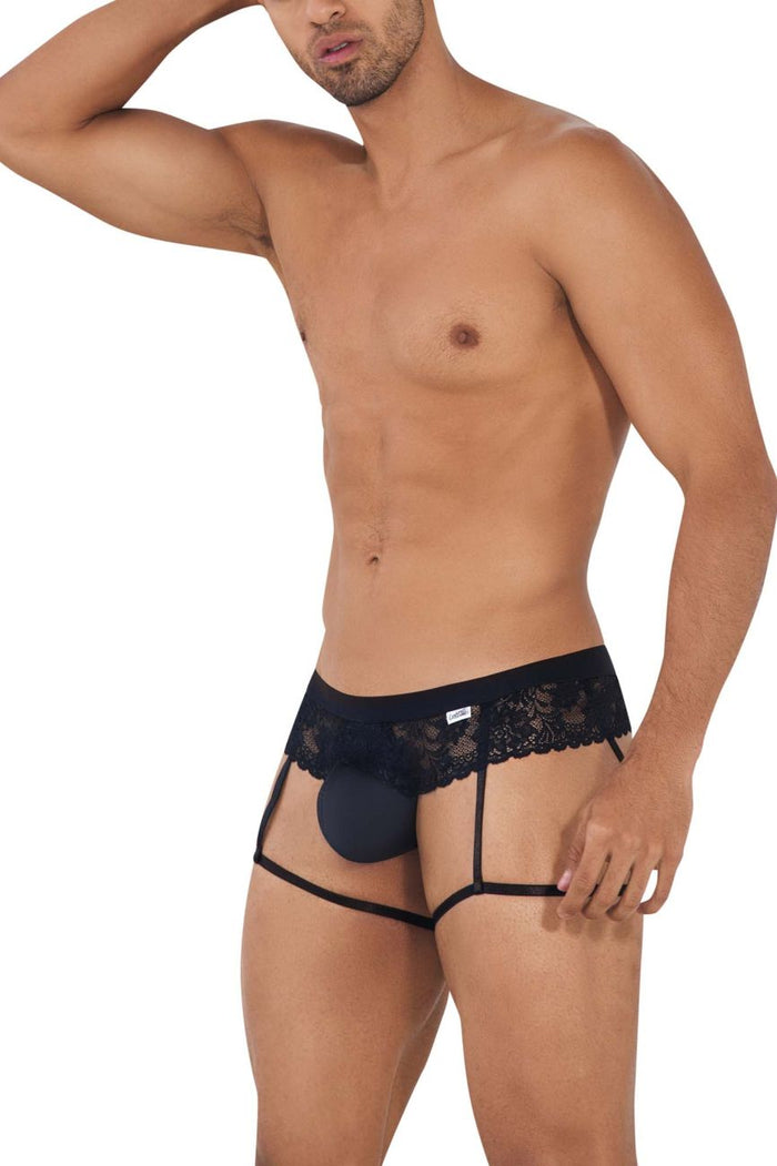 Clever Moda CandyMan 99717 Lace Garther Jockstrap Color Black