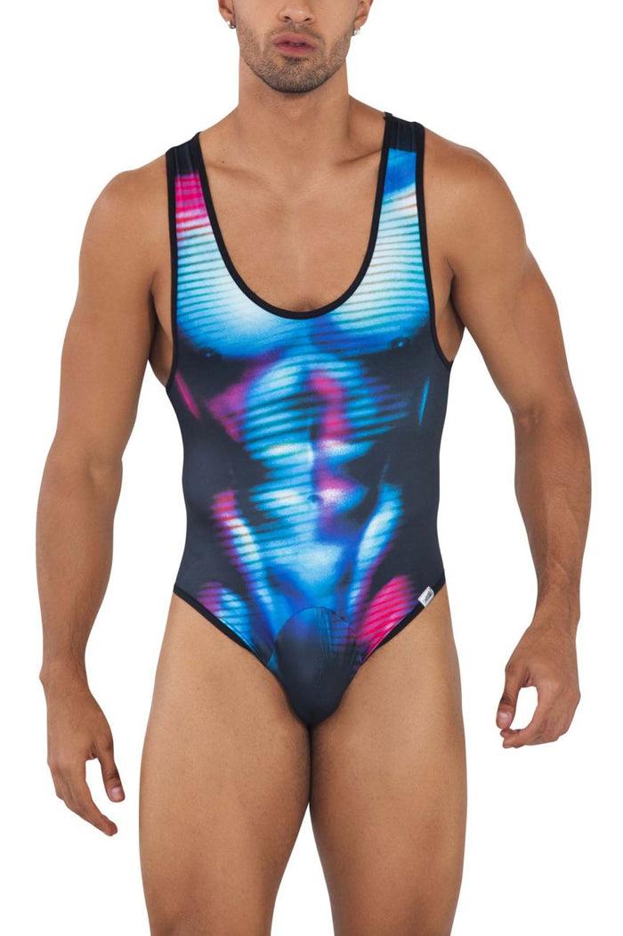 Clever Moda CandyMan 99725X Work-N-Out Bodysuit Color Moonlight Blue