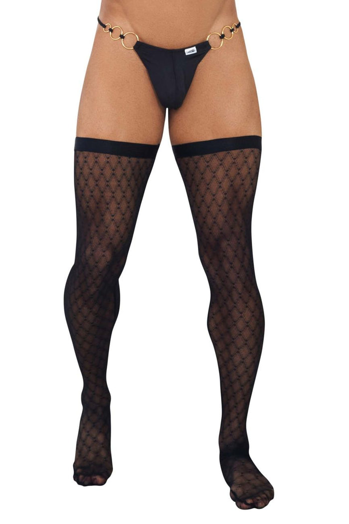 Clever Moda CandyMan 99735 Mesh Thigh Highs Color Black