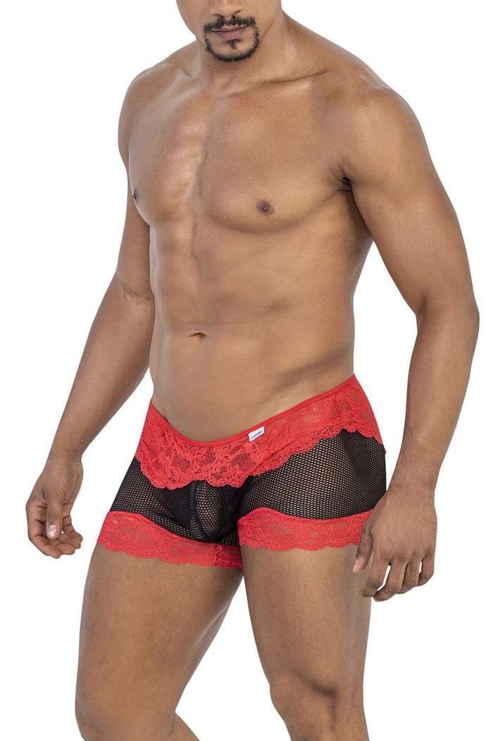 Clever Moda CandyMan 99779 Mesh Lace Trunks Color Black-Red