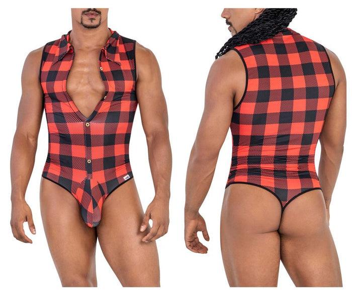 clever moda CandyMan 99800 Lumberjack Bodysuit Color Red