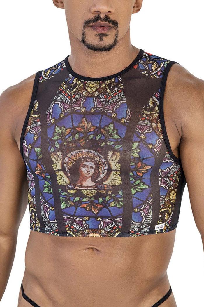 Clever Moda CandyMan 99805 Stained Glass Tank Top Color Black-Print