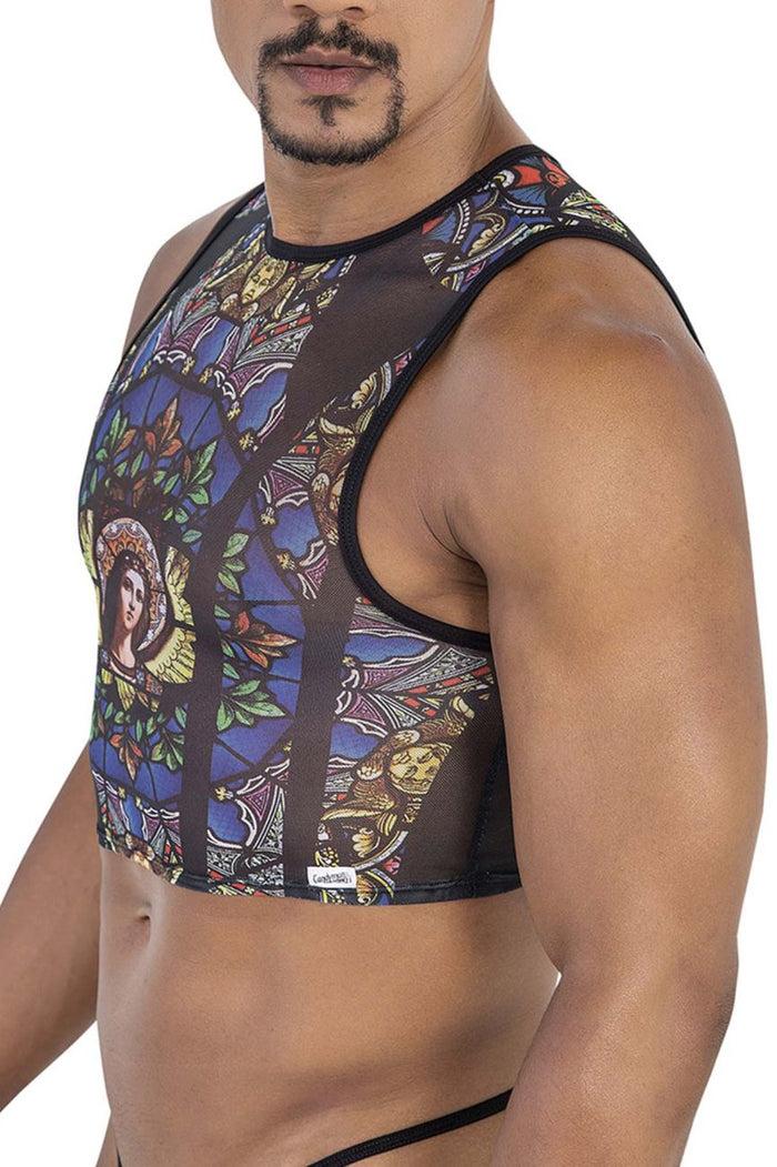 Clever Moda CandyMan 99805 Stained Glass Tank Top Color Black-Print