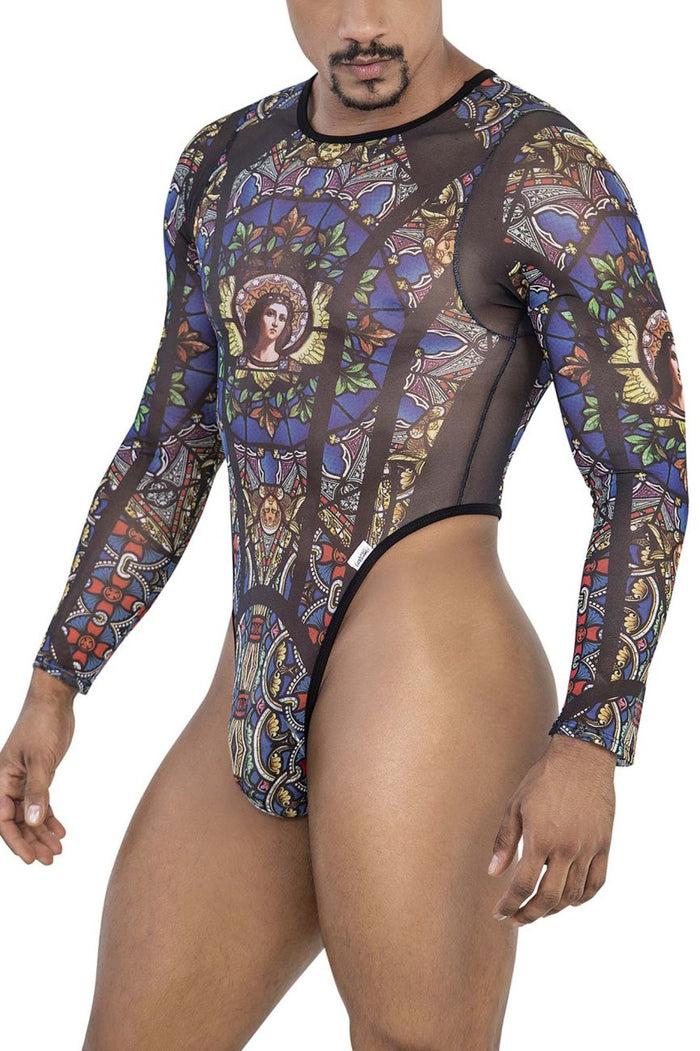Clever Moda CandyMan 99814 Stained Glass Bodysuit Color Black-Print