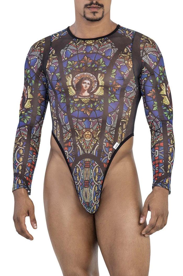 Clever Moda CandyMan 99814 Stained Glass Bodysuit Color Black-Print