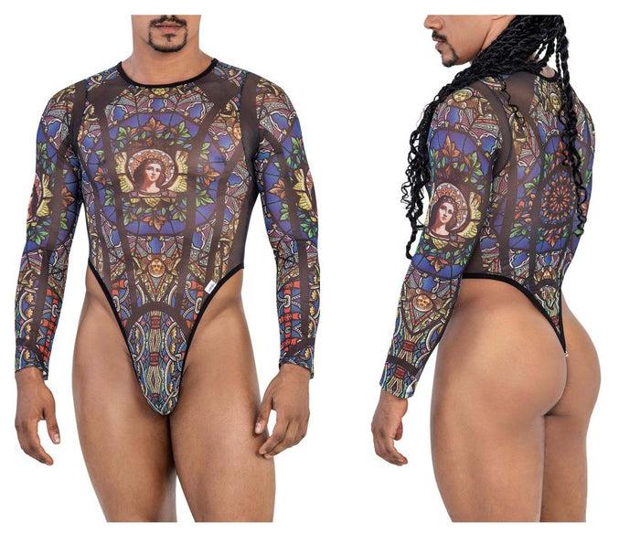 clever moda CandyMan 99814 Stained Glass Bodysuit Color Black-Print
