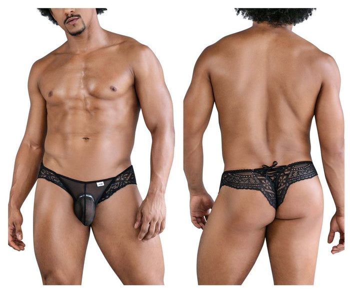 clever moda CandyMan 99828 Lace-Mesh Thongs Color Black
